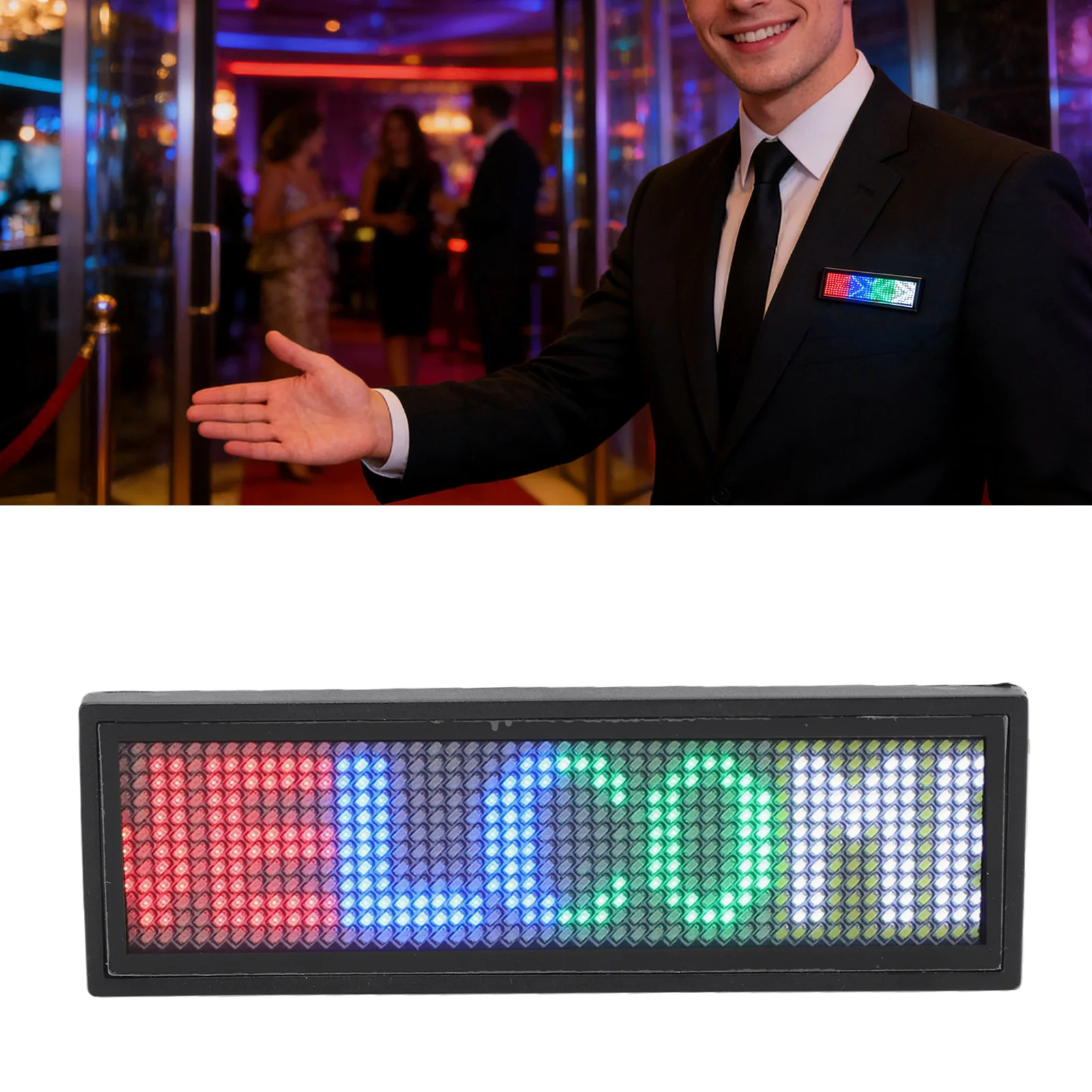 Color LED Name Badge 12x48  APP Control Programmable Name Sign Reusable Price  for Restaurant Store Exhibition Hotel
