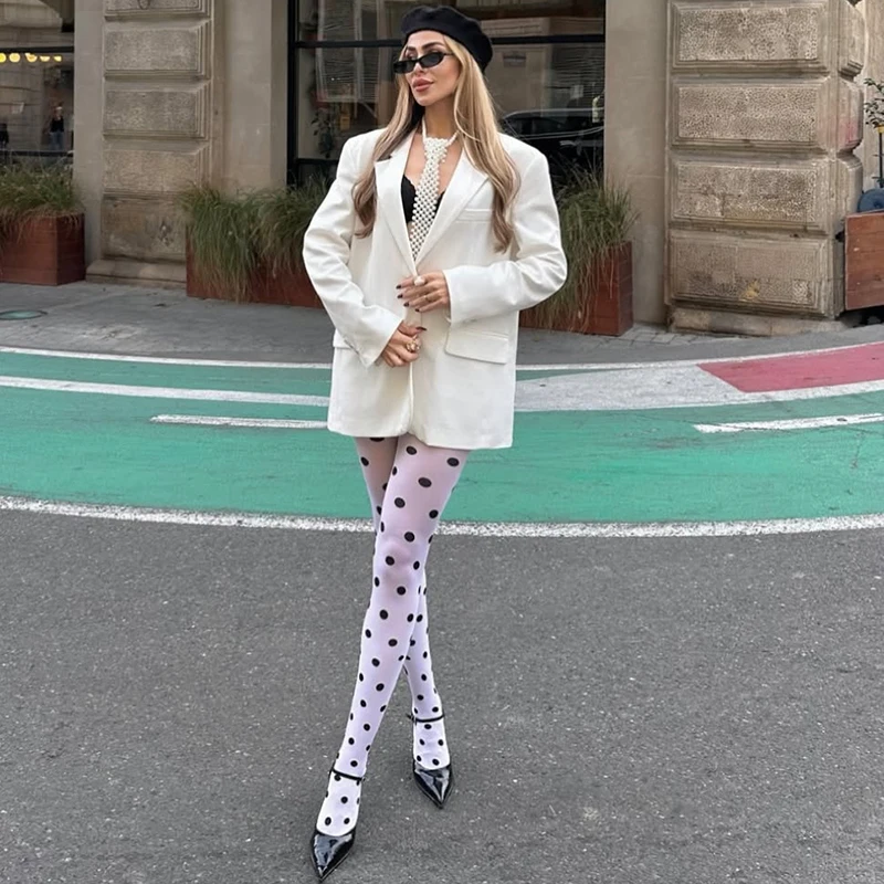 Tornova Vintage Women's Pantyhose Fashion Sexy Crash Tights Spring Autumn Polka Dot Stockings Super Elastic Bottoms Y2k Female