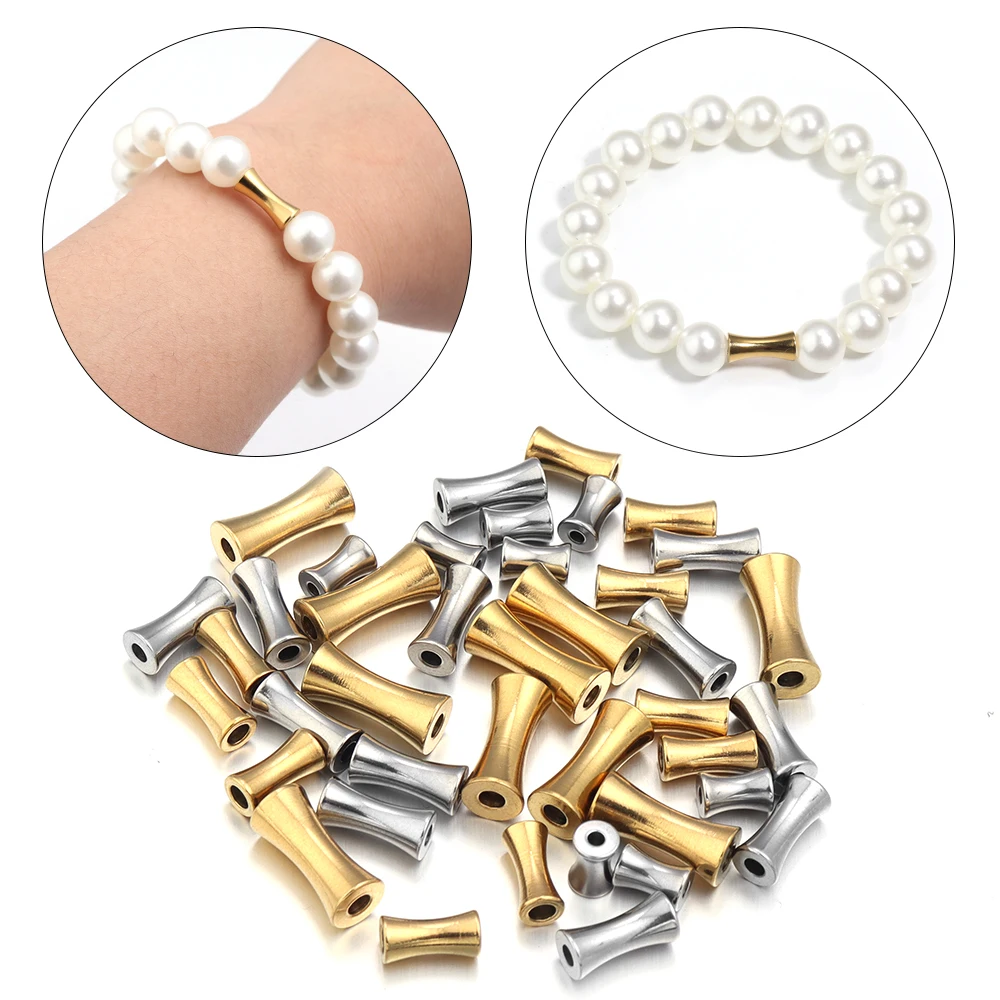 10 teile/los Bambus Rohr Perlen Edelstahl Perlen Vase Geformt Spacer Perlen Lose Perlen Für Schmuck Machen Halskette Armband