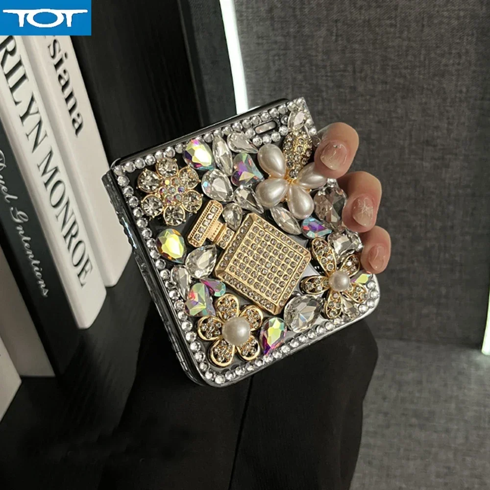 高級ブリンブリンラインストーン香水瓶電話ケース XiaoMi ミックスフリップかわいいパールダイヤモンド花ウォータードロップクリスタルハードカバー