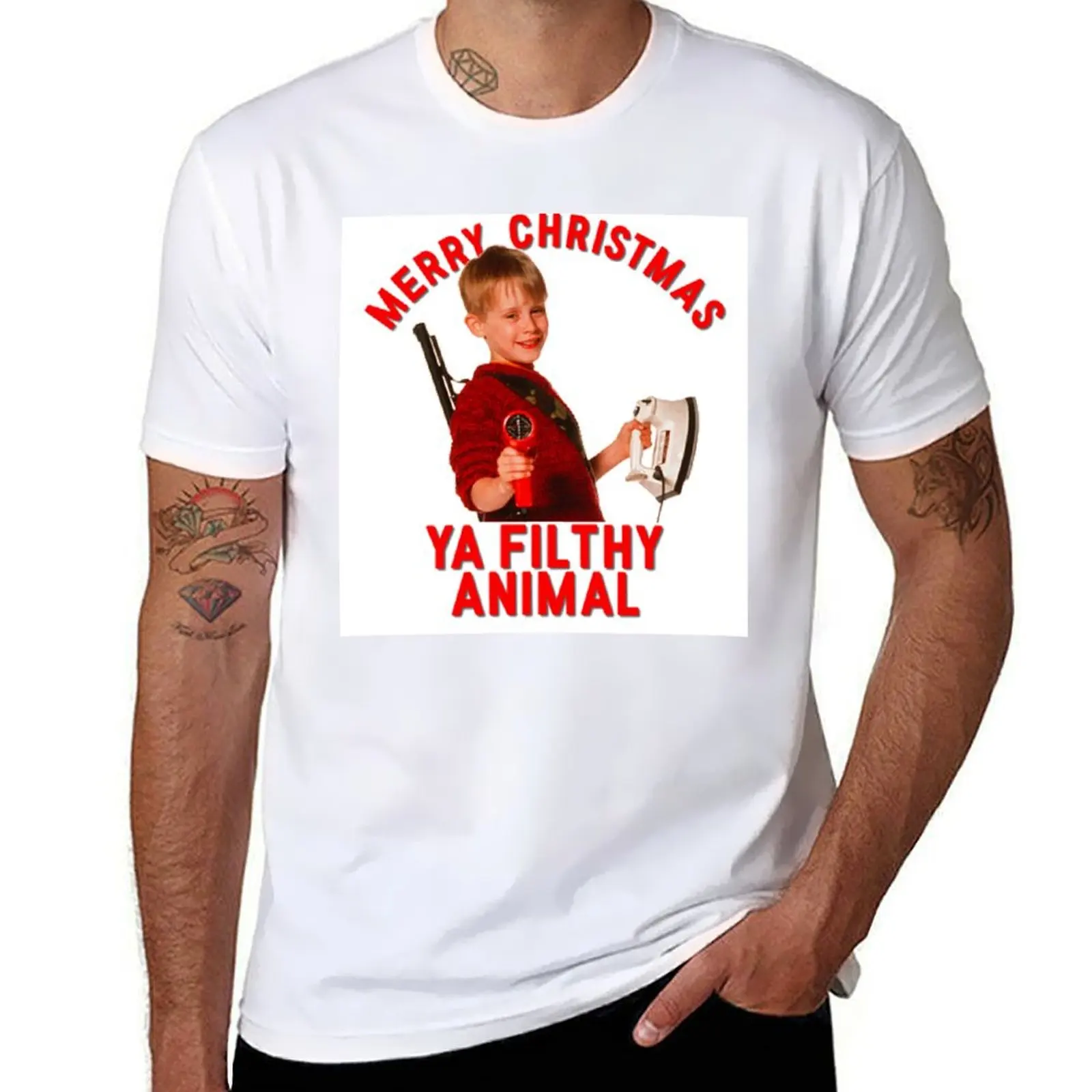 

Merry Christmas Ya Filthy Animal T-Shirt man t shirts cotton mens graphic t shirts t shirt man plain T-Shirt
