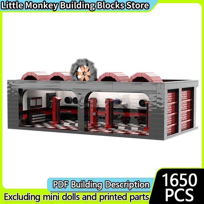 City Street View Model MOC Building Bricks Tuning Workshop Modular Technology Children Holiday Gifts Assemble Toys Suit