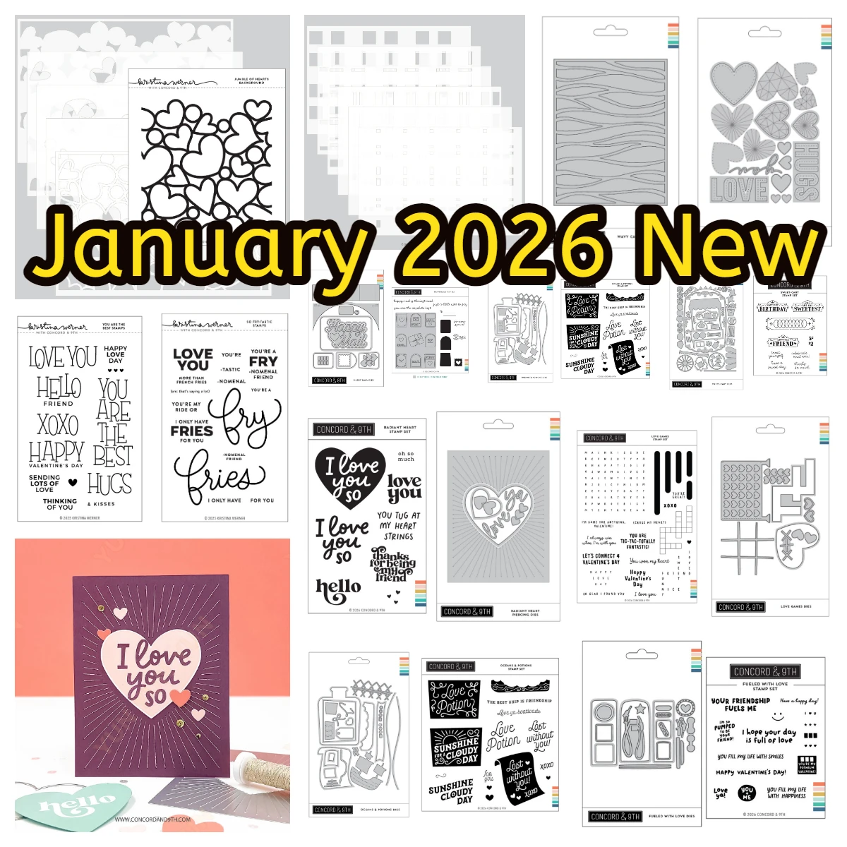 

Valentine's Day Jumble of Hearts Background Dies Stamps Stencils Set DIY Scrapbook Card Make Sweet Cart 2026 New Love Games Dies