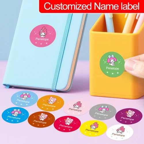 Imagen 1 del producto Pegatinas personalizadas con nombre de My Melody, calcomanías bonitas de dibujos animados, etiquetas de moda con nombre personalizado para adolescentes, niños, portátil, monopatín, teléfono, guitarra