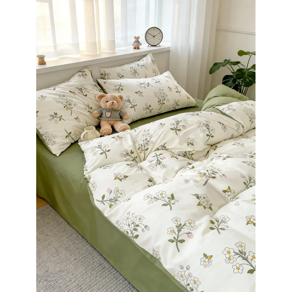 

Комплект постельного белья с узором «Свежая пасторальная папороть», микрофибра с эффектом алоэ вера, 1 пододеяльник, 2 наволочки, без одеяла и подушек.