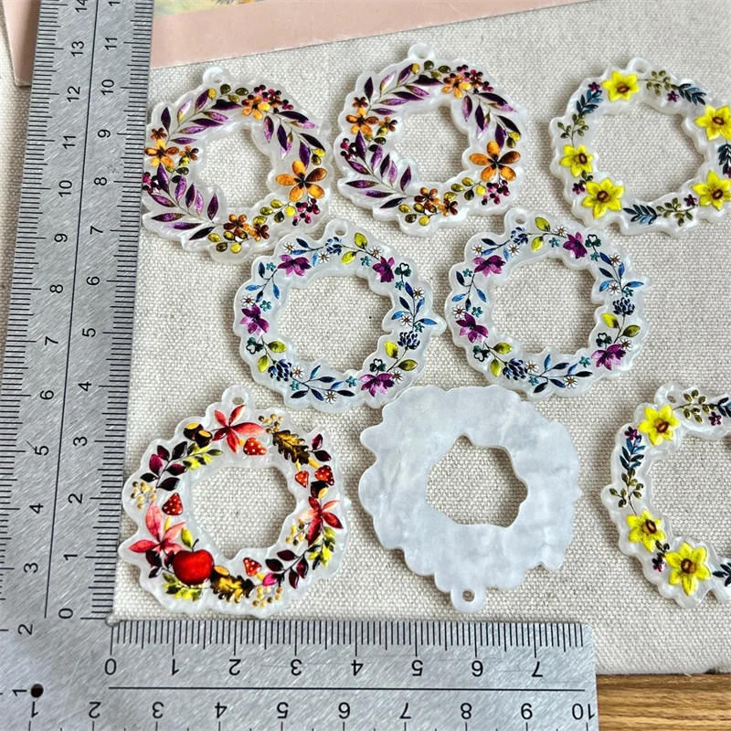 New arrived 50pcs/lot color pattern print cartoon flowers rounds shape acrylic beads diy jewelry garment hair accessory