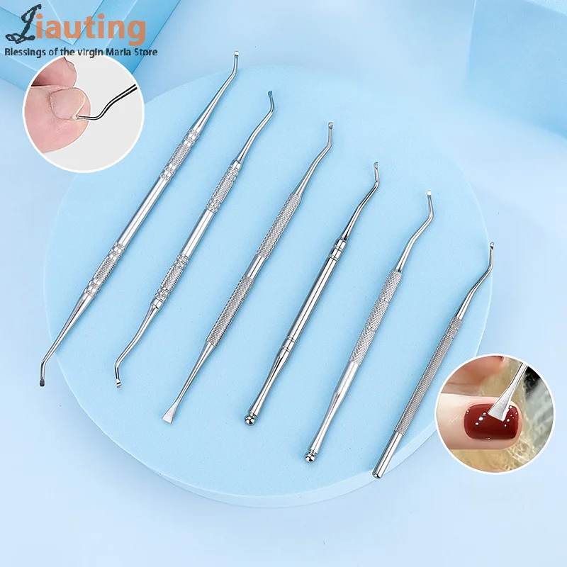 Ensemble d'outils de Correction des ongles incarnés, 6 pièces, limes à ongles à Double extrémité en acier inoxydable, soins Paronychia, outils de nettoyage des pieds