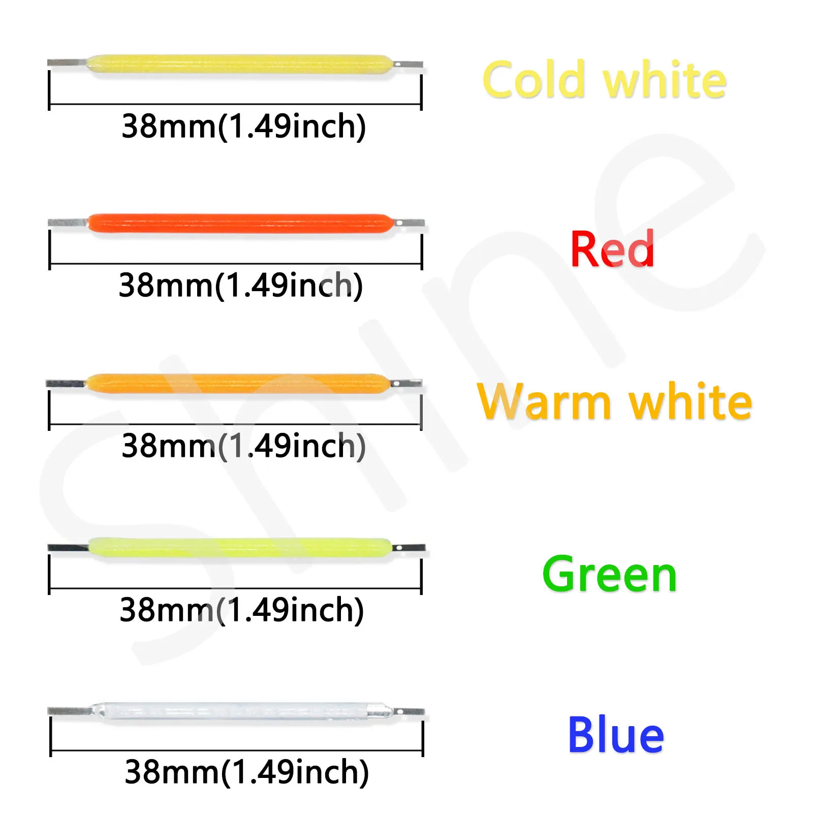 Imagem -02 - Lâmpadas Led Filamento Edison Vermelho Verde Azul Branco Frio Branco Quente Festa Café Iluminação Incandescente dc 3v 38 mm 300 Pcs