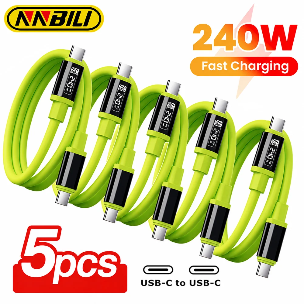 NNBILI 5 Stück 240 W Typ-C-Kabel, schnelles Ladekabel, Datenkabel für iPhone, Samsung, Xiaomi, Huawei, USB-C auf Typ-C, Schnellladekabel