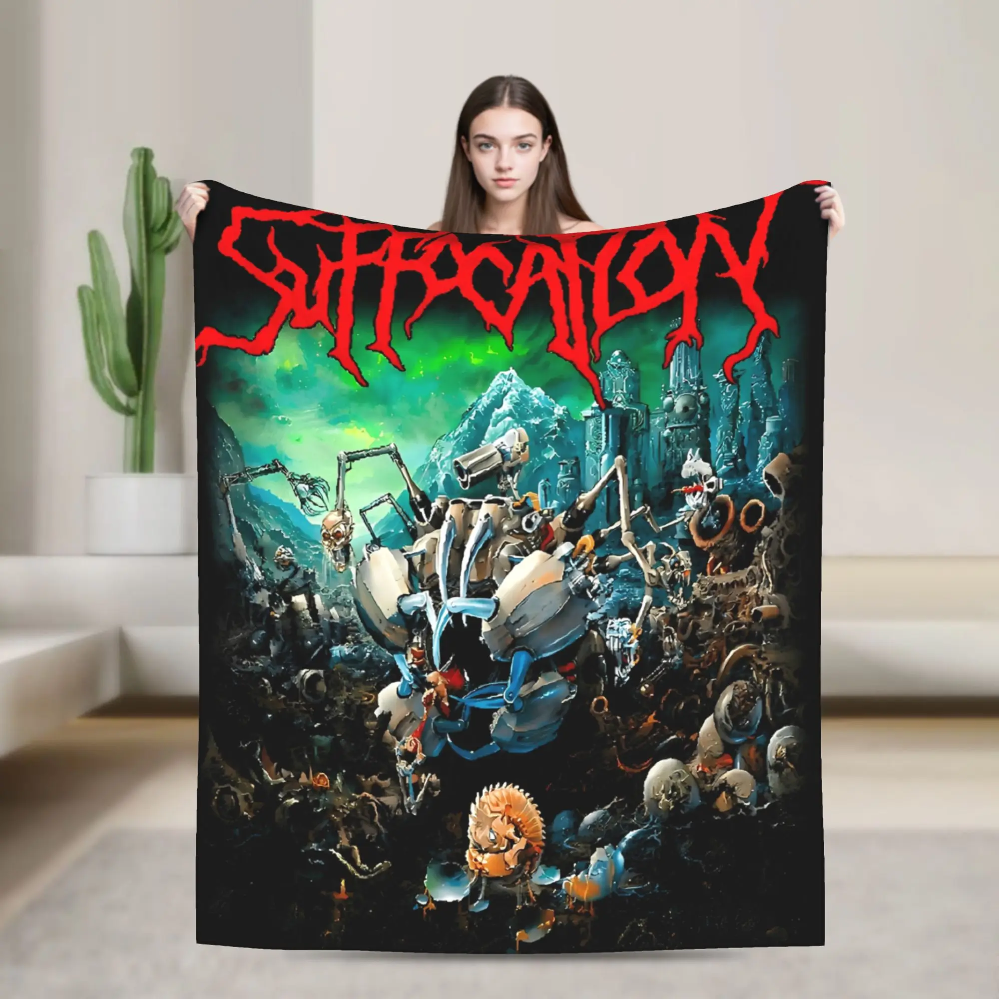 

Suffocations Band Flannel Blanket Soft Throw Blanket for Couch Bed Camping Aesthetic Bedspread Sofa Bed Cover