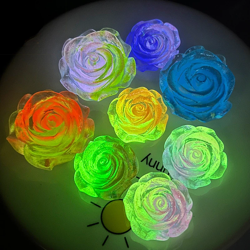 5pcs Luminous Rose Flower Glow in The Dark Toys Figures Mini Luminous Elfs Spirits Home Decor for Fish Tank Micro Toy