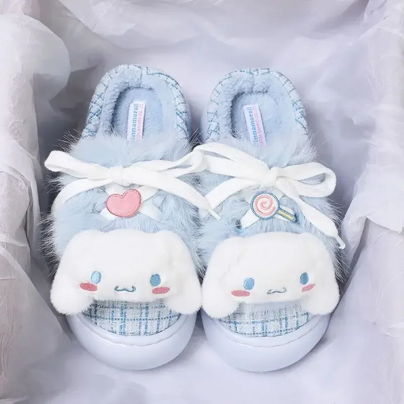 Cinnamoroll Anime Hello Kitty Sanrio Ins Baumwollhausschuhe Niedliche Kawaii Kuromi Indoor Home Fleece Hausschuhe Geschenke für Mädchen