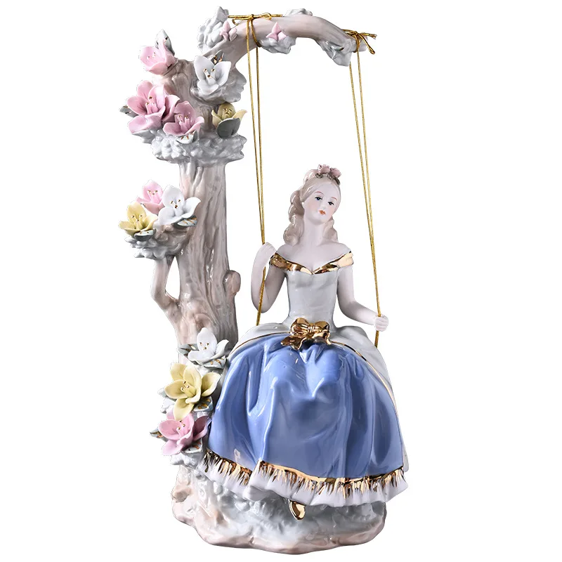 

European ceramic handicrafts Modern court cello Western women's living room TV cabinet ornament