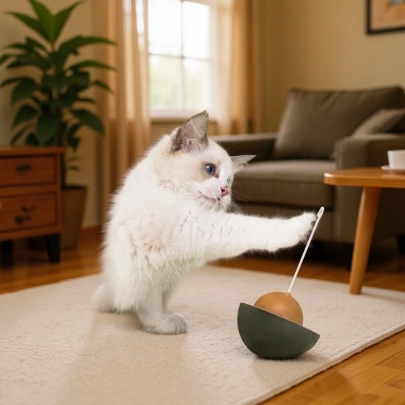 Bionic Avocado Roly Poly Cat Teaser Wand Interactive Random Motion Bite Resistant For Cat Lovers Birthday Gift Cute Play