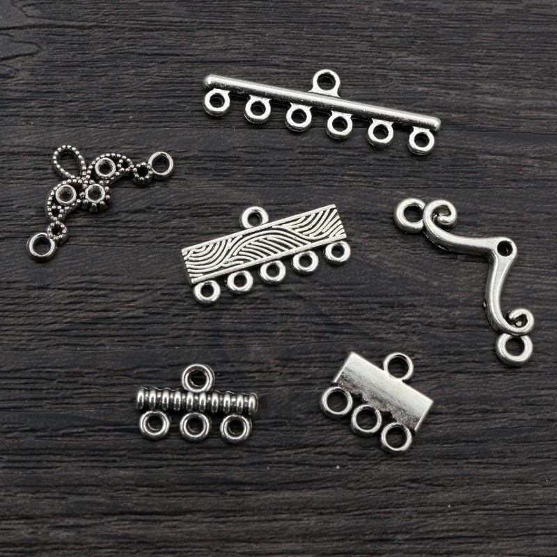 30pcs Antique Silver Plated Vintage Bar Rectangle Retro Connector Charm Pendant DIY Necklace Jewelry Findings Accessories