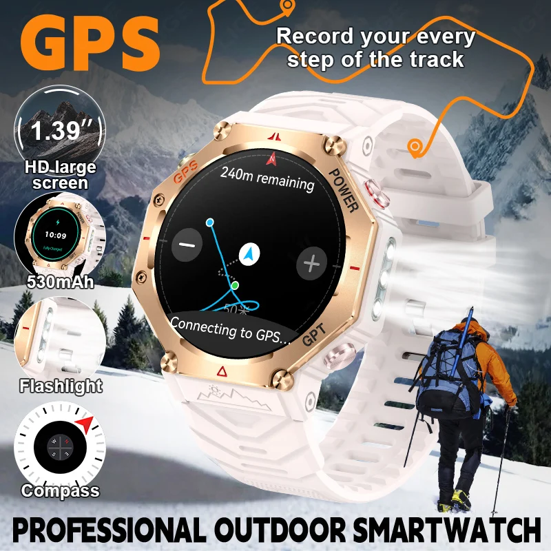 

LIGE ChatGPT GPS Смарт-часы AI Assistant Bluetooth Фонарик для вызова Компас Высотомер 3ATM Водонепроницаемые спортивные умные часы для фитнеса
