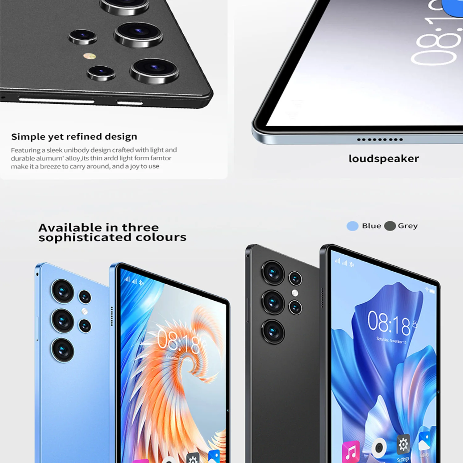 (World Premiere) BDF 10.1" HD Display Android 13 Tablet 6GB RAM 128GB ROM 6000mAh Battery Wi-Fi+Mobile Nano-SIM 3G Network