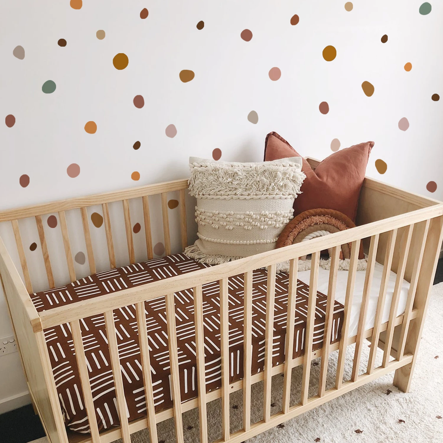 Boho Nursery Polka Dot Creative Wall Stickers DIY for Kids Room Baby Girls Boys Room Home Decor Nordic Warm Vintage Sticker