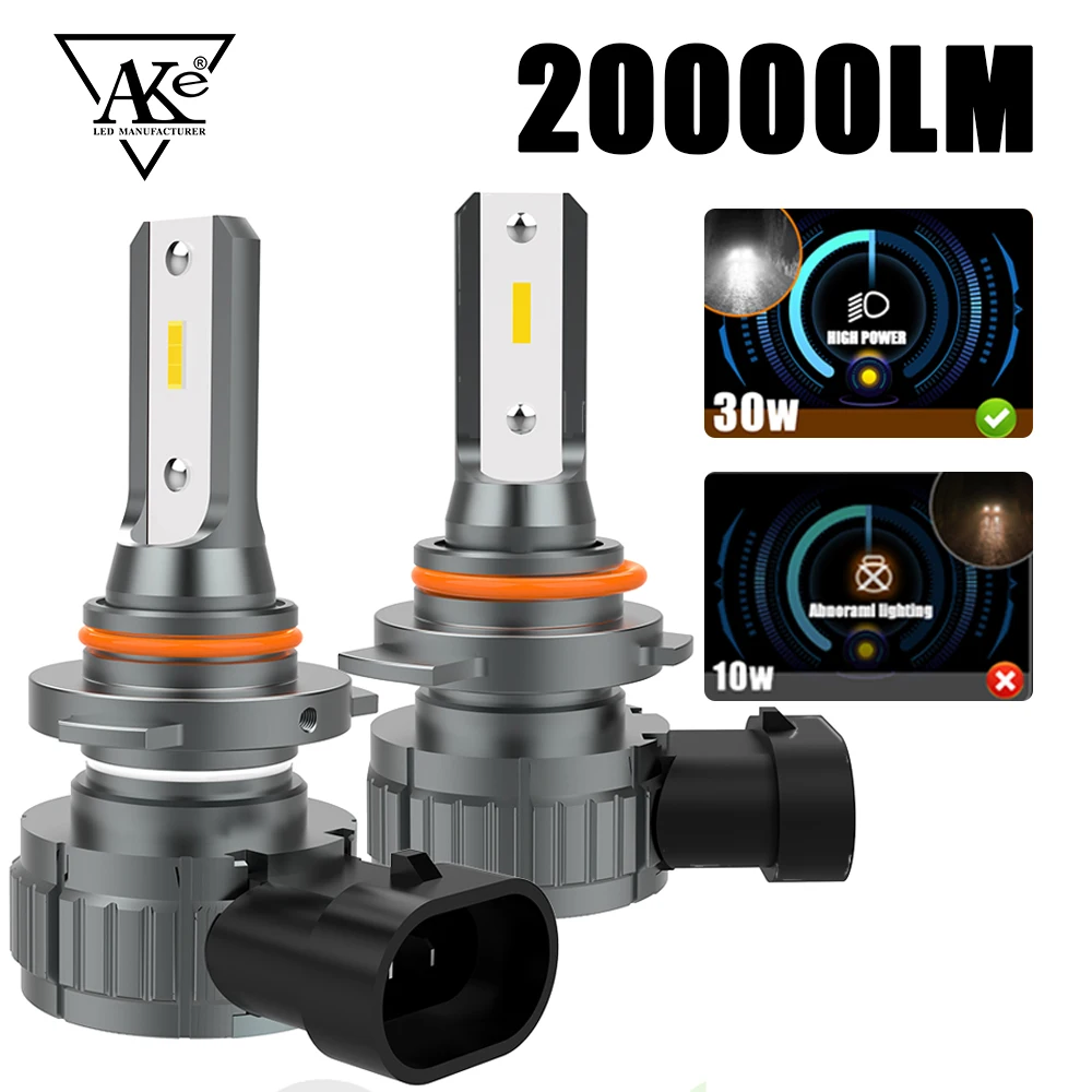 

20000lm 9005 Hb3 9006 Hb4 Led Headlight For Car H4 H7 9012 9007 Hb5 6000k 12v 30w Auto Headlamp 1:1 Size Halogen Lamp Plug&play
