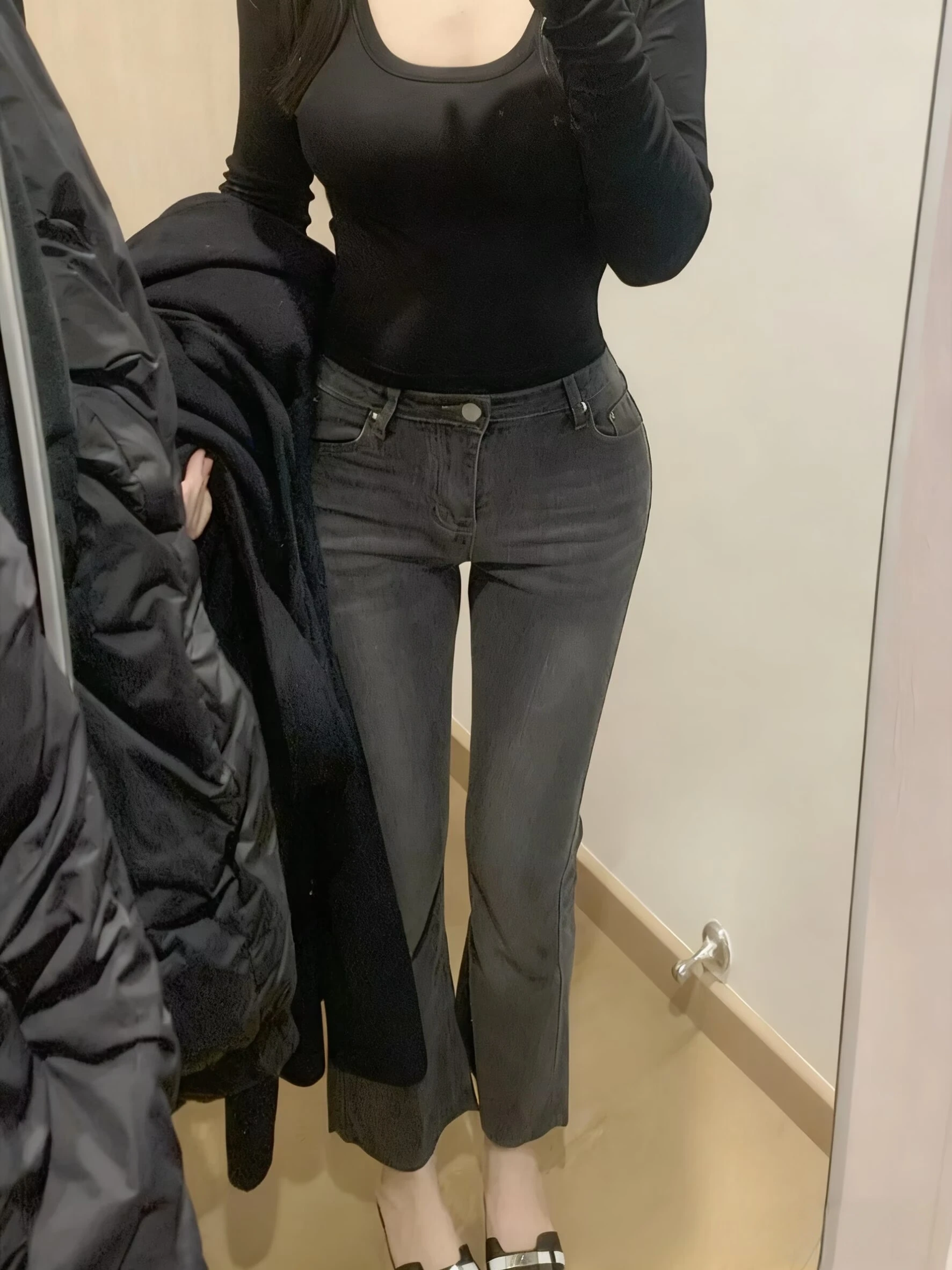 

High Waist Flared Jeans Women's Nine-Piece Pants Hip Enhancing Slimming Butt Lifting Slim Fit Flared Cotton Stretch Denim