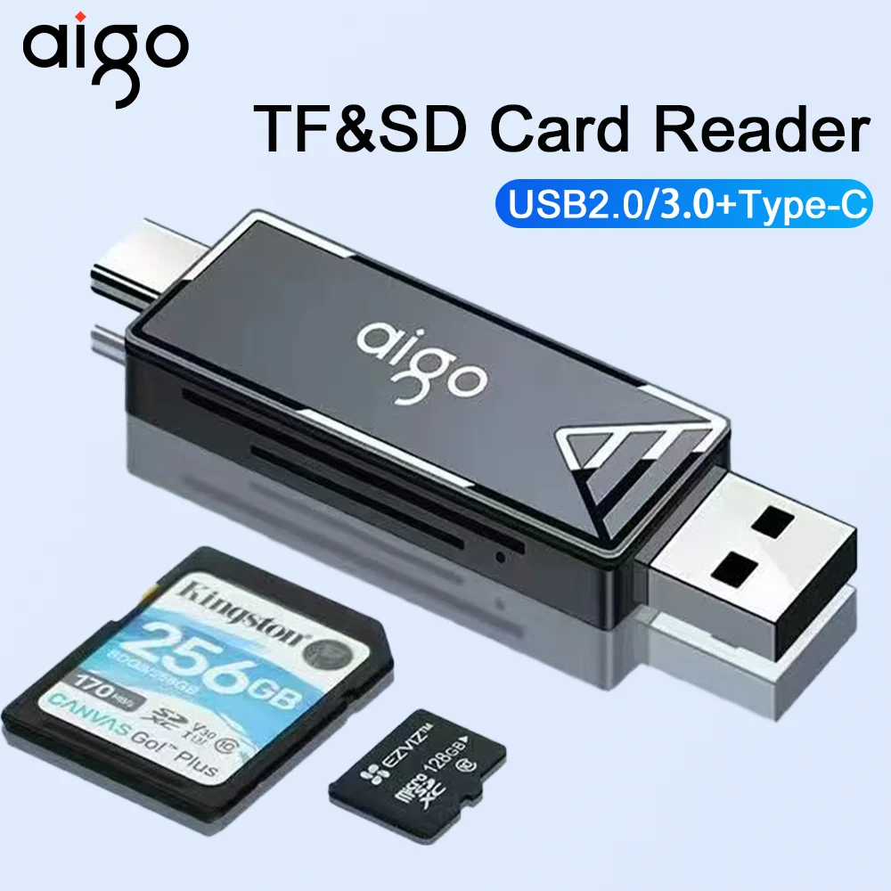 AIGO SD/TF Card Reader USB3.0&USB C to SD MicroSD TF card Adapter for Laptop Accessories Smart Memory Cardreader SD Card adapter