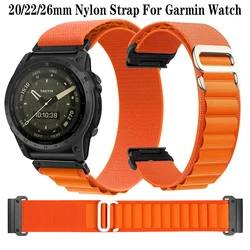 20 22 26 mm Alpine Loop Nylon Strap For Garmin Fenix 7 7s 7X 6X 6s 6 Pro 5 5s 5X Plus 3 3HR 945 Epix Gen 2 Enduro Quickfit Band