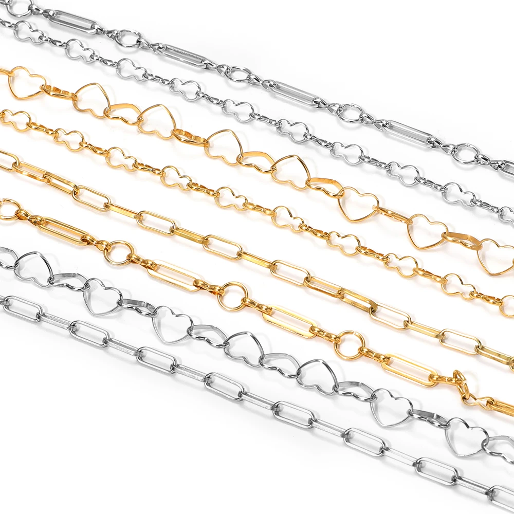 1 Meter Edelstahl-Herz-Ketten für DIY-Schmuckherstellung, Halsketten, Armbänder, Ohrringe und Körperketten – Detail 3