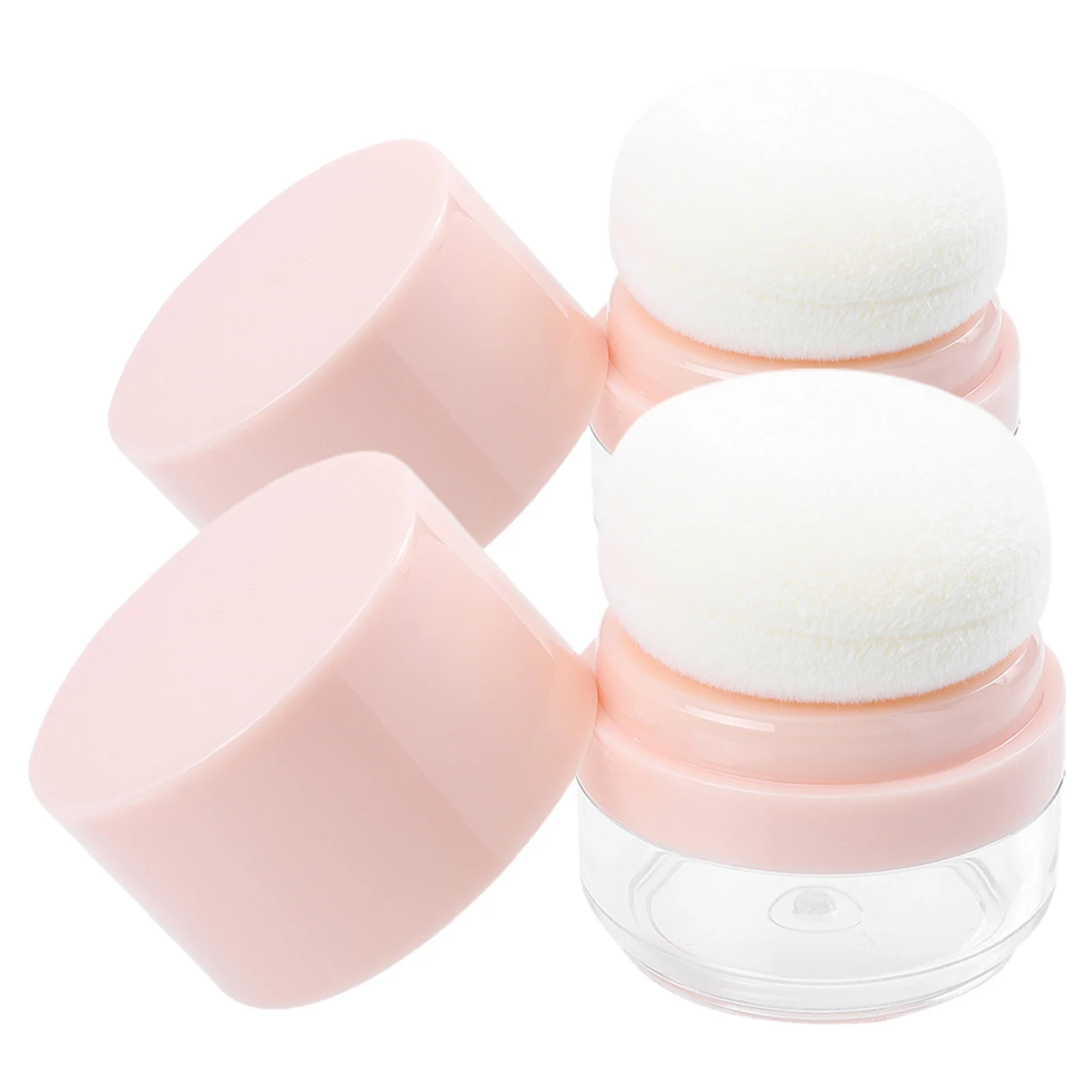

2 pcs Loose Powder Container Mini Makeup Box Travel Size Empty Cases For Blush Highlighter Body Powder With Puff