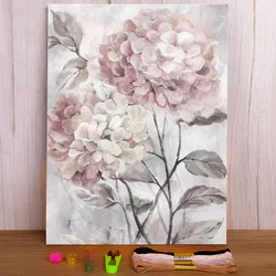 Flower Pink Grey Floral Nordic Printed 11CT Cross-Stitch Kit Embroidery DMC Threads Hobby Painting Handicraft Handiwork   Floss