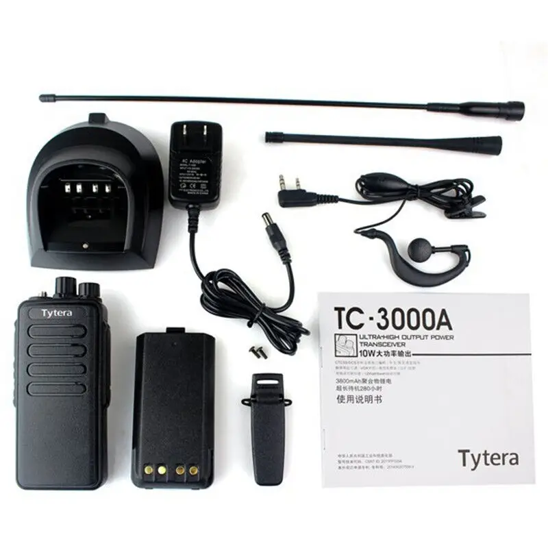 2pcs NEW Free Headset Walkie Talkie TYT TC-3000A 10W UHF 400-520 MHz 1750Hz Scan VOX Scrambler Two Antenna Two Way Radio