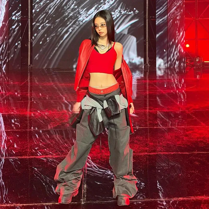 Moda 2025 Primavera/Novedad de verano ropa de mujer American Spicy Girl Syle Color sólido interior Shor Srap camiseta sin mangas de dos piezas