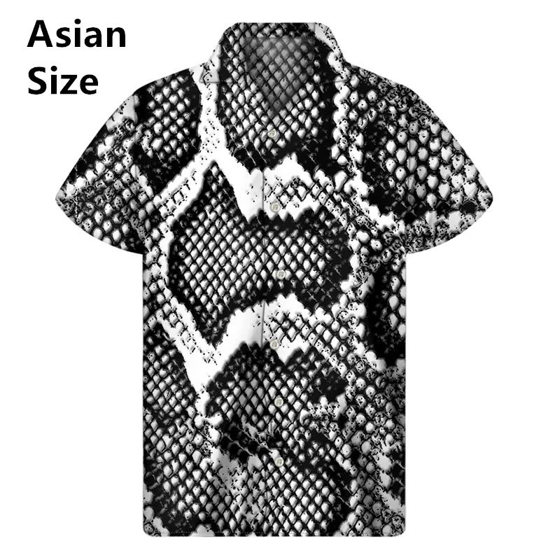 Newest Snake 3D Print Hawaiian Shirts Men Summer Animal Pattern Lapel Shirt Personality Short Sleeve Tops Blouse Ropa De Hombre