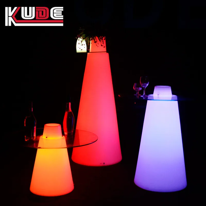 Runder LED-Tisch, bunter Cocktailtisch, KTV, leuchtende Möbel, Glas leuchtend