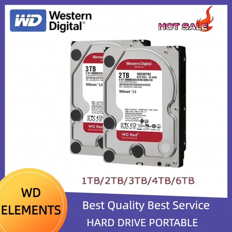 For WD Red 2TB 4TB 6TB Red NAS Hard Disk Drive 3.5" Internal Hard Drive 5400RPM SATA 6Gb/s 64MB Cache For Desktop