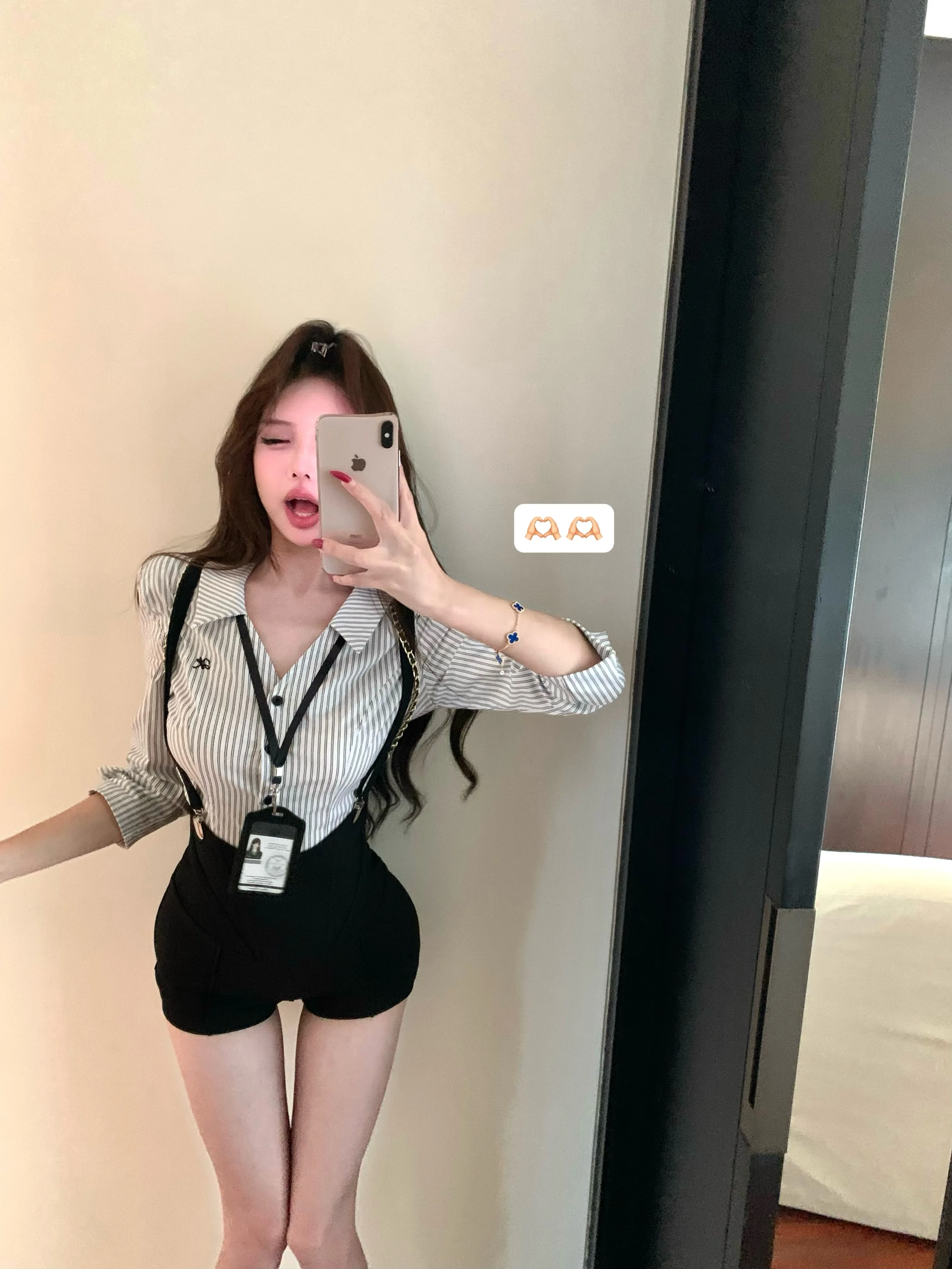 

Fashionable Striped Shirt And Shorts Set Women's Summer New Style Pure Desire Sexy Two-Piece Suit Polyester Long Sleeve ...