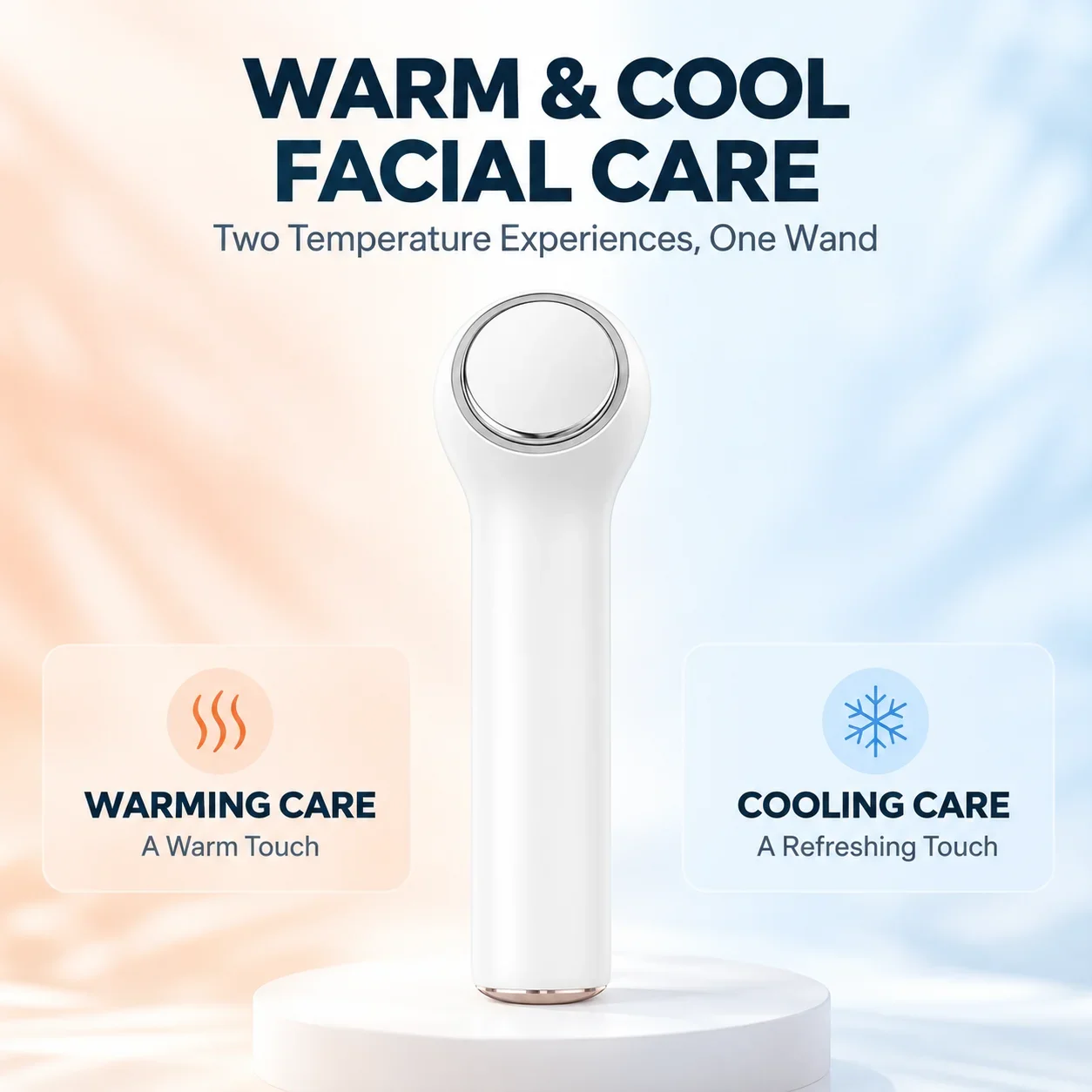Hot and Cold Facial Massager Wand with Red and Blue Light USB-C Metal Head Skin Care Tool for Home Use