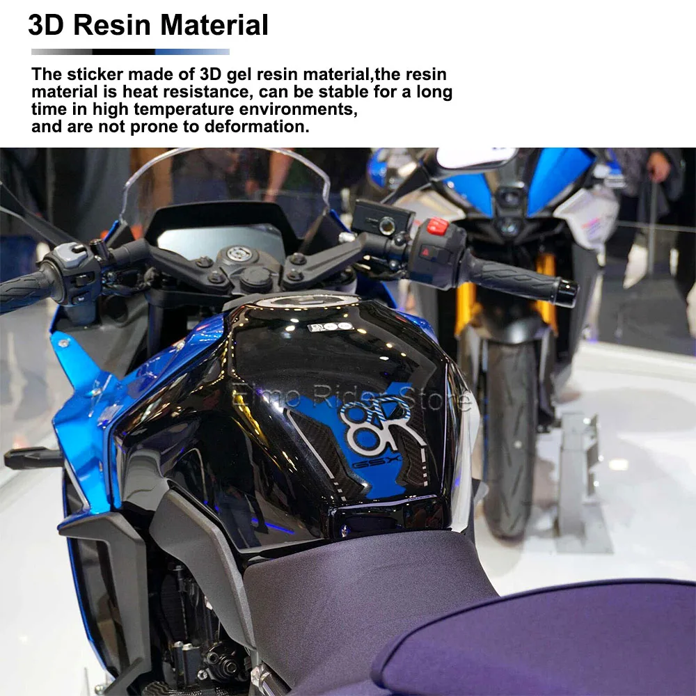 Tanque pad adesivos kit para motocicleta, proteção de resina 3D, impermeável, anti-risco, protetor para Suzuki GSX 8R, 2024