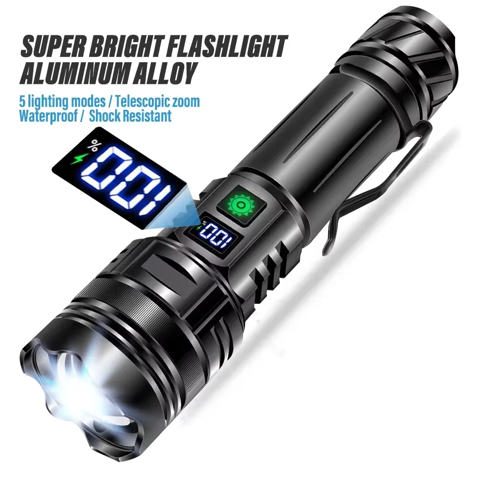 

Upgrade Fluorescent Flashlight 800W High Power LED Flashlights Ultra Powerful USB Rechargeable Torch Light Tactical Hand Lantern