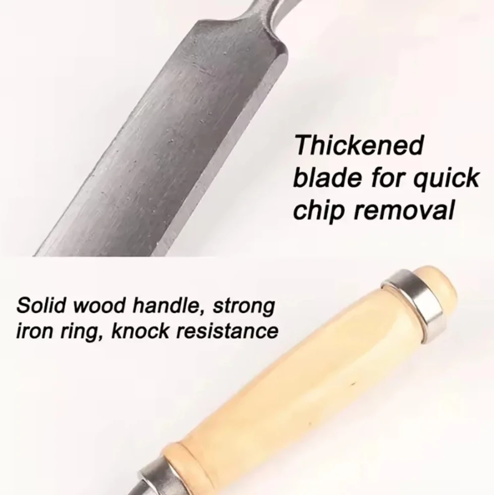 Professional Woodworking Chisel Kit 4 Sizes 6/12/18/24mm Ergonomic Grip DIY Wood Carving Sculpture Tools