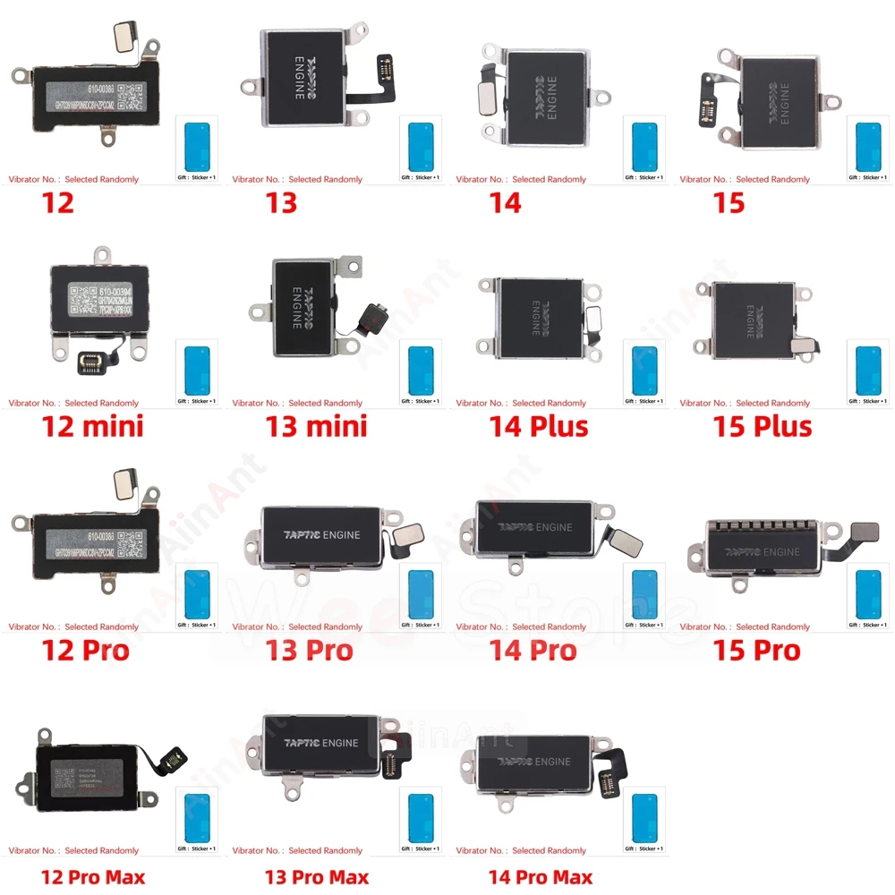 100% AiinAnt For TAPTIC ENGINE Vibrator Motor Flex Cable For iPhone 12 13 14 15 Pro Max Plus mini with Sticker