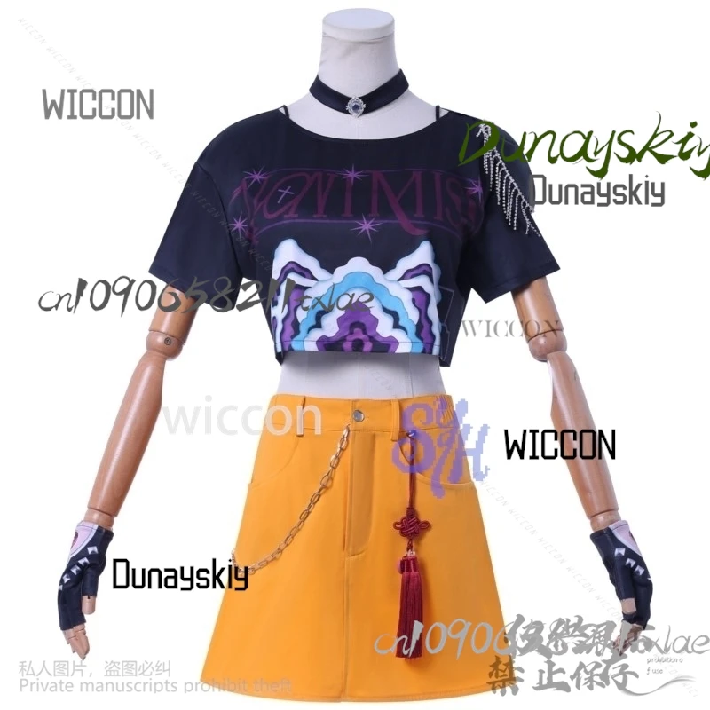 Huntrix KPop Demon Hunters Mira Kpop Idol Stage Costume Girls Power Groups Cos Mini Dress Jirai Kei Uniform Wig Halloween