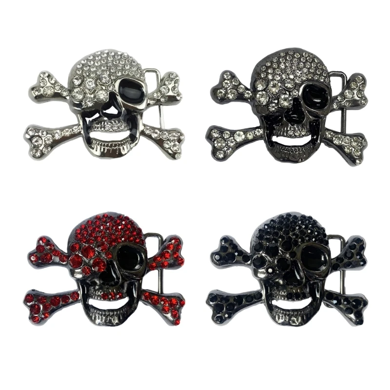 Vintage Halloween Rhinestone Skull Belt Buckle Metal Adult Teens Belt Buckle Replacement DIY Craft Belt Buckle Supplies