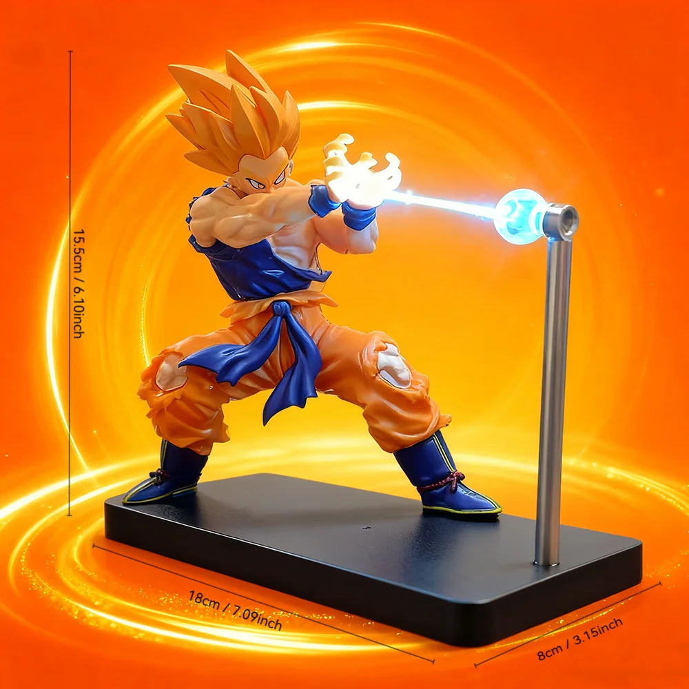 16cm nuevo Super Saiyan Dragon Ball Z onda de choque Goku estatua de Anime modelo escena brillo muñeca de juguete decoración de escritorio regalo de Navidad