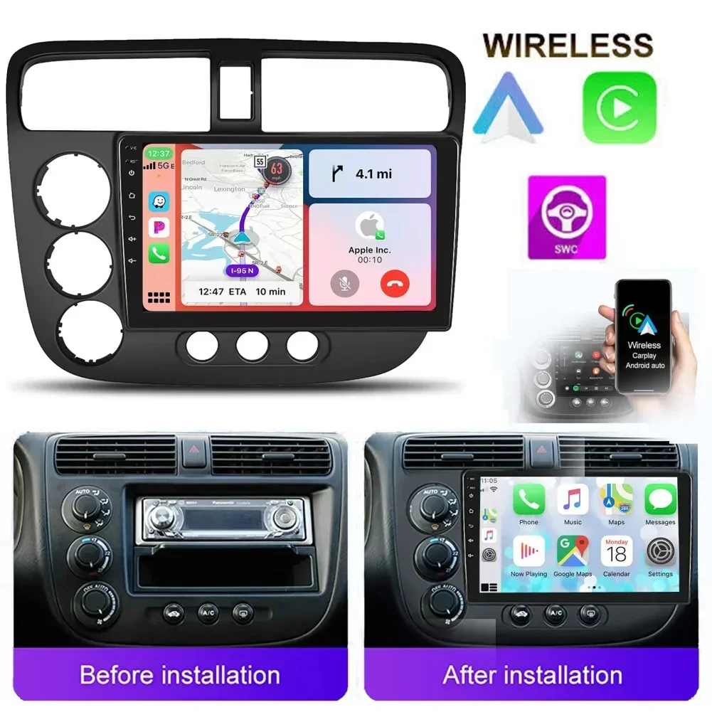 

9inch Car-Play Car Stereo Radio MP5 Player Compatible for Civic 2000-2005