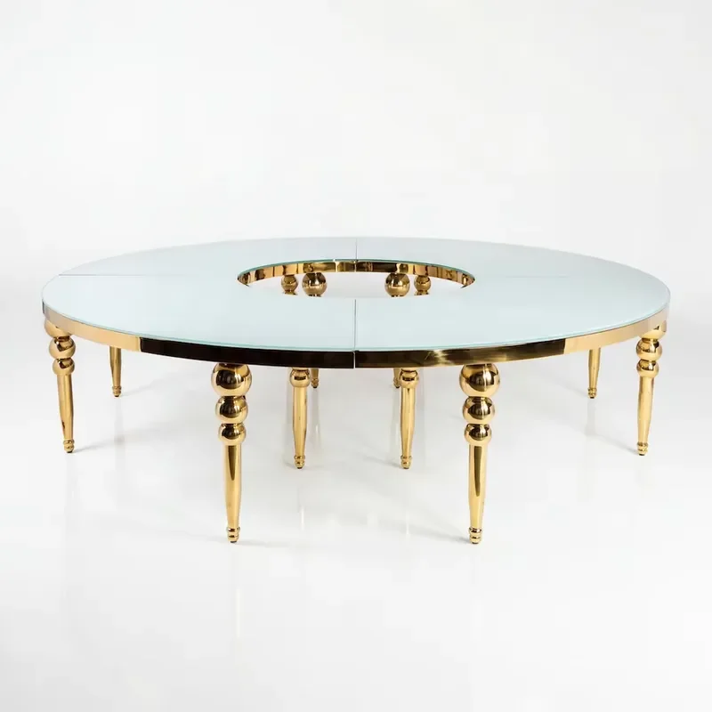 Stainless Steel Dining Table Half Round Serpentine Design for Hotel Event and Wedding