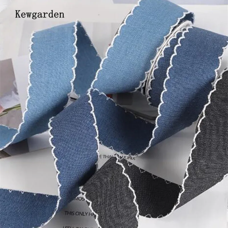 Kewgarden Wavy Edge Deinim Ribbons  1.5\