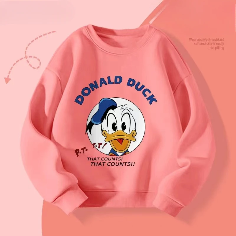 Spring Baby Boy Clothes Kid Disney Printed Sweatshirts Children Girls Donald Duck Letter Pullover Long Sleeve T-Shirts Top