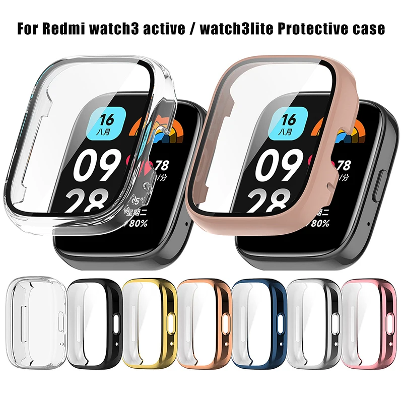 กรณีป้องกันสําหรับ Redmi Watch 3 Lite Active Screen Protector ฝาครอบกระจกนิรภัยสําหรับ Redmi Watch 3 Lite Active Shell