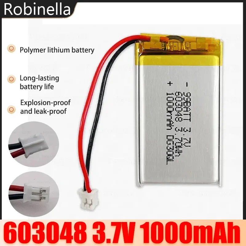 603048 Li-Ion Battery 3.7V 1000mAh Lithium Polymer Rechargeable Battery 603050 for LED Emergency Lights Smart Audio Beauty Meter