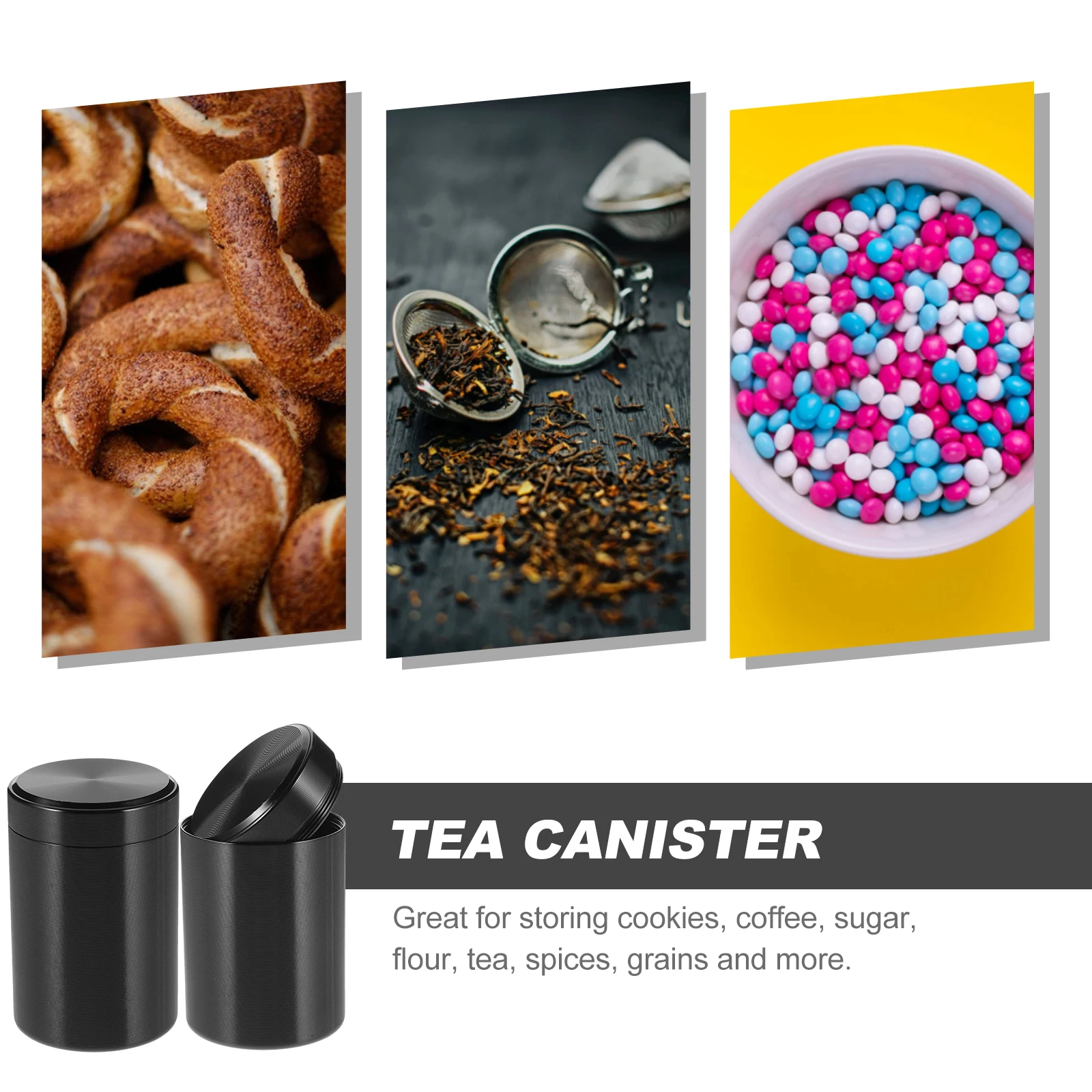

2 Pcs Mini Tea Sugar Coffee Canisters Small Airtight Container Storage Jars Food Containers Portable Metal